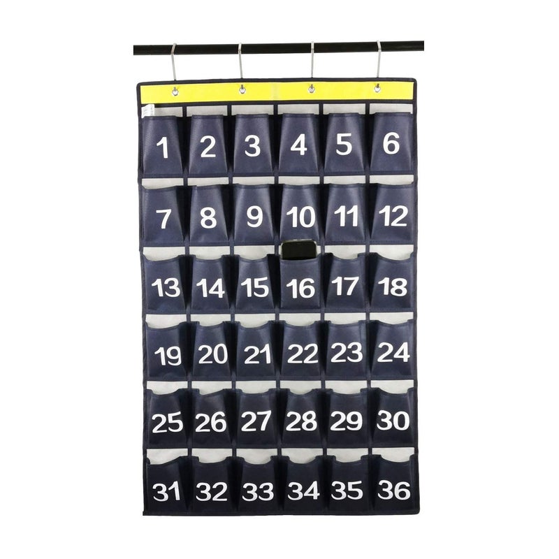 ANIZER Numbered Cell Phones and Calculator Holder Classroom Pocket Chart Wall Door Hanging Organizer for Sundries (36 Pockets with Digital) - Image 2